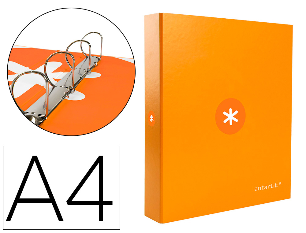 ANTARTIK - CARPETA 4 ANILLAS 40 MM MIXTAS LIDERPAPEL A4 FORRADA COLOR MOSTAZA (Ref.KA62)