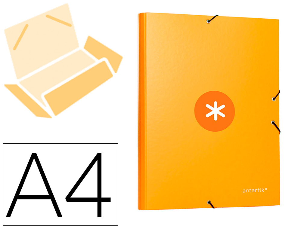 ANTARTIK - CARPETA LIDERPAPEL GOMAS A4 3 SOLAPAS CARTON FORRADO COLOR MOSTAZA (Ref.KA56)