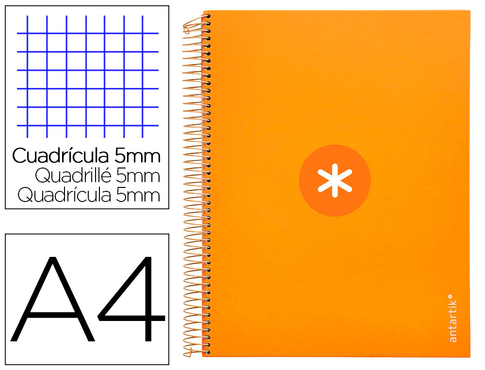 ANTARTIK - CUADERNO ESPIRAL LIDERPAPEL A4 MICRO TAPA FORRADA120H 100 GR CUADRO 5MM 5 BANDA4 TALADROS COLOR MOSTAZA (Ref.AW85)