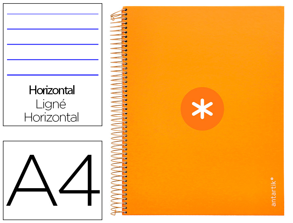 ANTARTIK - CUADERNO ESPIRAL LIDERPAPEL A4 MICRO TAPA FORRADA120H 100 GR HORIZONTAL 5 BANDA4 TALADROS COLOR MOSTAZA (Ref.KH03)
