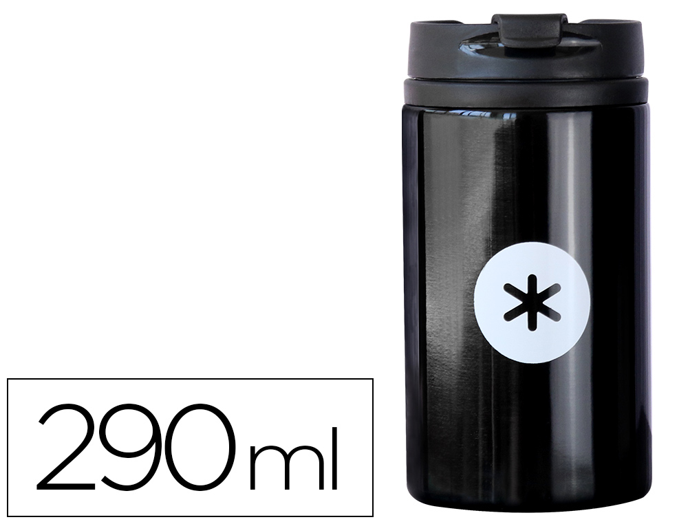 ANTARTIK - VASO ACERO INOXIDABLE CON TAPA DOSIFICADOR DE SEGURIDAD Y BASE ACOLCHADA 290 ML COLOR NEGRO (Ref.4880NEGRO)