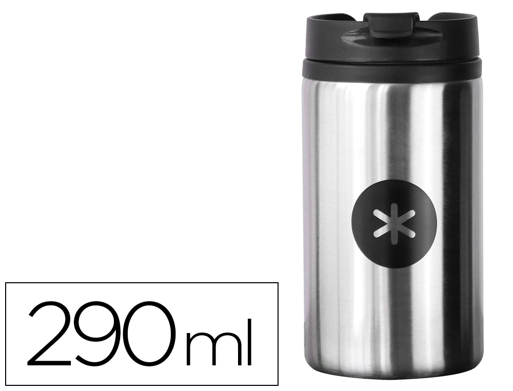 ANTARTIK - VASO ACERO INOXIDABLE CON TAPA DOSIFICADOR DE SEGURIDAD Y BASE ACOLCHADA 290 ML COLOR PLATA (Ref.4880PLATA)