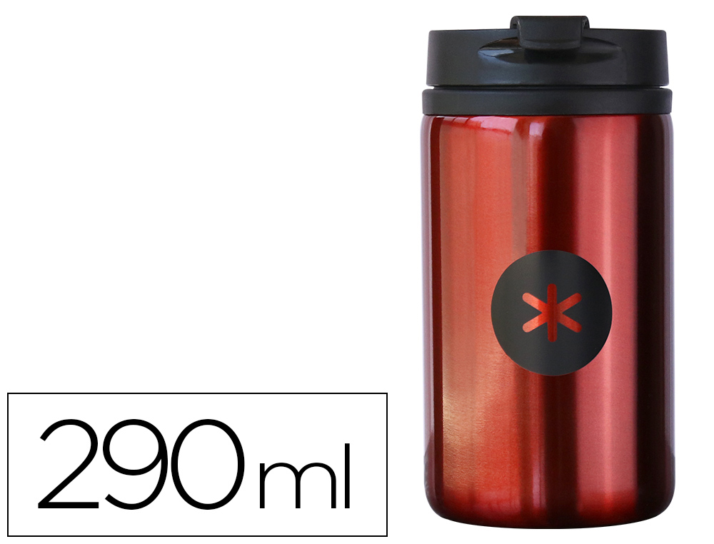 ANTARTIK - VASO ACERO INOXIDABLE CON TAPA DOSIFICADOR DE SEGURIDAD Y BASE ACOLCHADA 290 ML COLOR ROJO (Ref.4880ROJO)