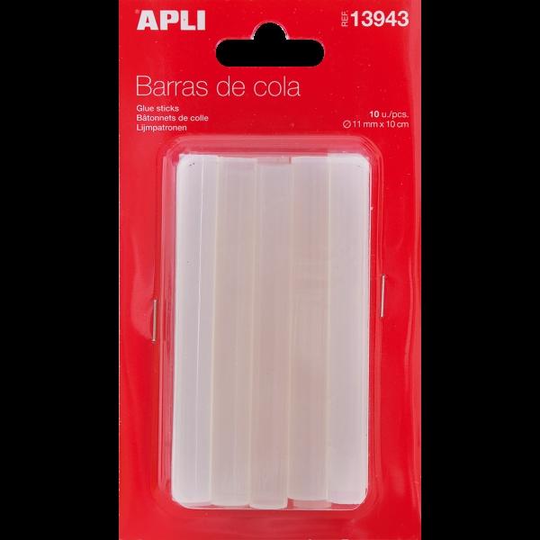 APLI - BARRAS ADHESIVAS PARA PISTOLA DE SILICONA CALIENTE 10 CM X 11MM Ø 10U (Ref.13943)