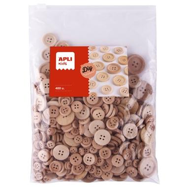 APLI - BOTONES VARIOS TAMAÑOS BOLSA DE 400 COLOR NATURAL +4 AÑOS (Ref.18799)