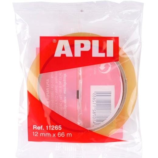APLI - CINTA ADHESIVA ROLLO 12MM X 66M TRANSPARENTE (Ref.11265)