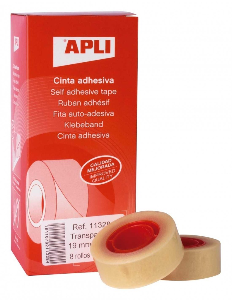 APLI - CINTA ADHESIVA TRANSPARENTE 33MX19MM PACK -8U- (Ref.11328)
