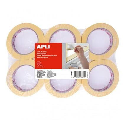 APLI - CINTA PINTOR 60GR ROLLO 25MMX45M REMOVIBLE AMARILLO -6U- (Ref.13824)