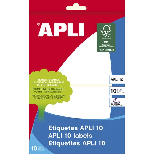 APLI - ETIQUETAS ADH.MANUALES BOLSA BLANCAS 10h C.ROMOS 81x110 mm 20 uds.(0) (Ref.1661)