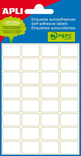 APLI - ETIQUETAS ADH.MANUALES BOLSA BLANCAS MINI C.ROMOS (6h) 12x18 mm 168 uds.(0) (Ref.2670)