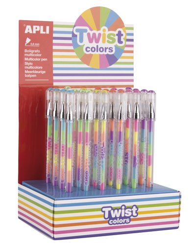 APLI - EXPOSITOR BOLÍGRAFO ROLLER GEL PEN TWIST COLORS SURTIDOS -24U- (Ref.17498)