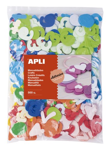 APLI - GOMA EVA FORMAS ADHESIVAS NUMEROS COLOR BOLSA de 500 (Ref.17438)