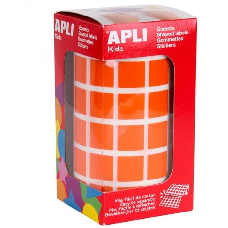 APLI - GOMETS CUADRADOS 15MM ROLLO NARANJA -ROLLO 2832 UNIDADES- (Ref.12479)