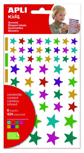 APLI - GOMETS ESTRELLAS REMOVIBLES MULTICOLOR 624U 6 HOJAS C/SURTIDOS (Ref.19453)