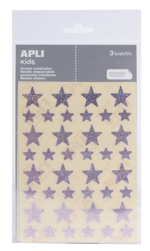 APLI - GOMETS METALIZADOS BOLSA 3h ESTRELLA surt.(GDE.y PEQ.) HOLOGRAFICA ROSA 120 uds. () (Ref.12055)