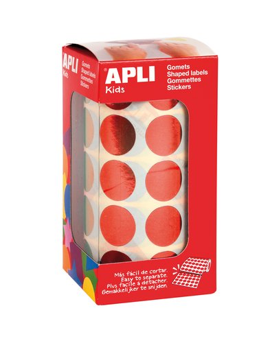APLI - GOMETS METALIZADOS ROLLO 59h CIRCULO Ø 20 mm ROJO 1.770 uds. () (Ref.12049)