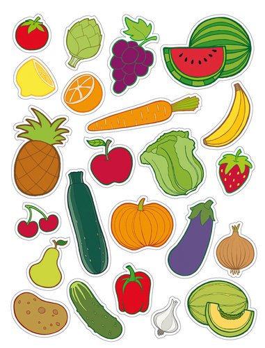 APLI - GOMETS TEMATICOS BOLSA 3h REMOVIBLES FRUTAS y VERDURAS 69 uds. () (Ref.11439)