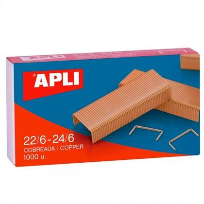 APLI - GRAPAS 22/6-24/6 GALVANIZADAS COBRE -CAJA DE 1000 -10U- (Ref.18142)