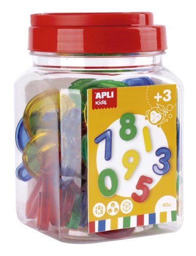APLI - JUEGO EDUCATIVO KIDS NUMEROS TRANSPARENTES BOTE DE 40 UD. (Ref.17494)