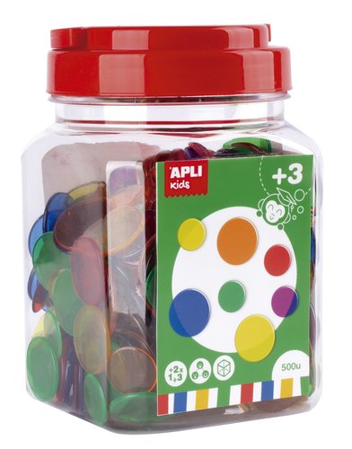 APLI - JUEGO EDUCATIVO KIDS PIEZAS TRANSPARENTES PARA CONTAR 500 UD. (Ref.17495)