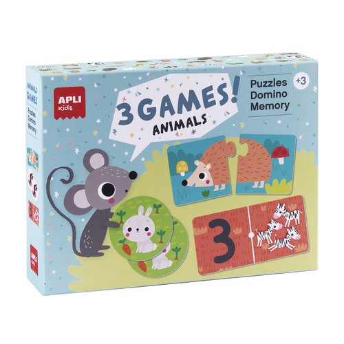 APLI - JUEGO KIDS 3 EN 1 GAMES ANIMALES (Ref.18798)