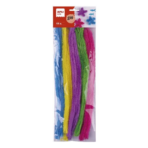 APLI - LIMPIAPIPAS 15X300MM BOLSA DE 15 C/SURTIDOS +4 AÑOS (Ref.19369)