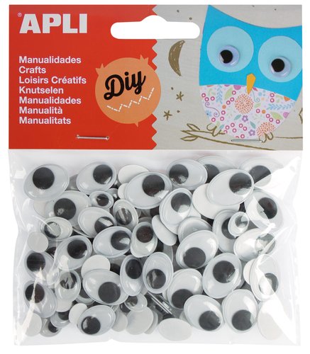 APLI - OJOS MOVILES OVALADOS NEGRO BOLSA de 100 (Ref.13264)