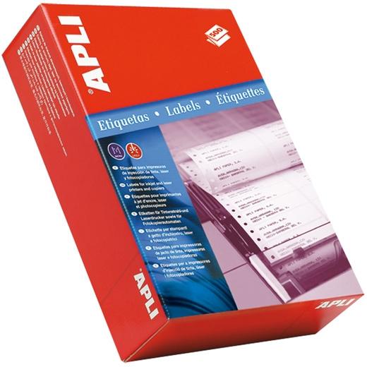 APLI - PACK 500 HOJAS ETIQUETAS EN CONTINUO PLEGADAS MATRICIAL/LÁSER 89,9X2,3MM CANTOS ROMOS BLANCO (Ref.3)