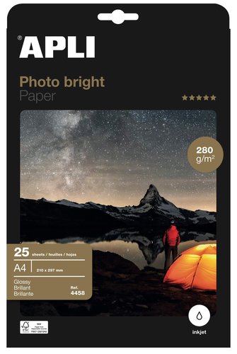 APLI - PAPEL INKJET FOTO A4 280g 25h BRIGHT PRO (Ref.4458)