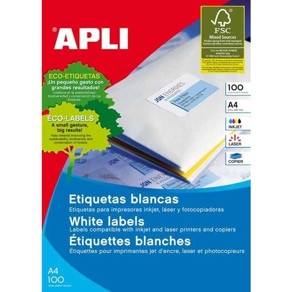 APLI - PAPEL LASER FOTO ADHESIVO A4 (199,6x289,1) 10h GLOSSY (Ref.10065)