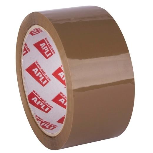 APLI - PRECINTO PREMIUM SIN RUIDO PVC SOLVENTE 32 MICRAS 48MM X 66M MARRÓN -6U- (Ref.11591)