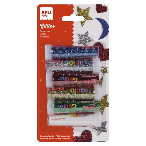 APLI - PURPURINA EN POLVO BOTE DE 6 SURTIDOS (Ref.13343)