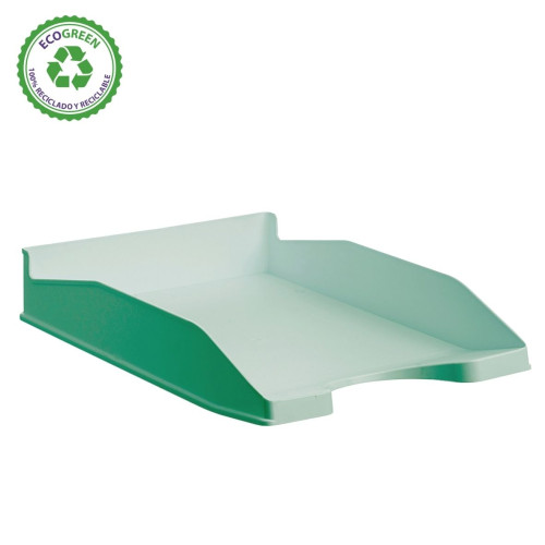 ARCHIVO 2000 - BANDEJA ECOGREEN 100% RECICLADO Y RECICLABLE APILABLE VERDE PASTEL 345X255X60 MM (Ref.742 VE PS)