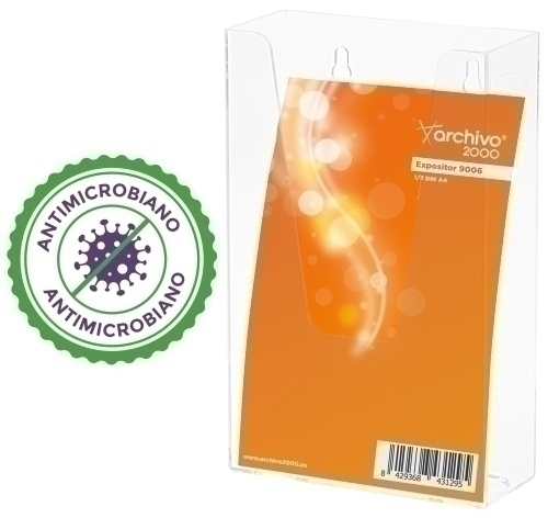 ARCHIVO 2000 - EXPOSITOR MURAL PREMIUM ANTIMICROBIANO SANITIZED 1/3 DE A4 VERTICAL CRISTAL (Ref.9006AM CS TP)