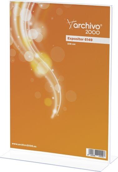 ARCHIVO 2000 - EXPOSITOR SOBREMESA "PREMIUM" EN FORMA DE T DIN A4 VERTICAL ESPESOR 3 MM 90X210X305 MM (Ref.6149 CS TP)