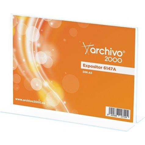 ARCHIVO 2000 - EXPOSITOR SOBREMESA "PREMIUM" EN FORMA DE T DIN A5 HORIZONTAL ESPESOR 3 MM 75X210X155 MM (Ref.6147A CS TP)