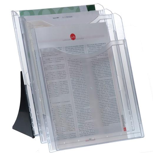 ARCHIVO 2000 - EXPOSITOR SOBREMESA ARCHIPLAY 3 COMPARTIMENTOS DIN A4 VERTICAL 200X240X315 MM CRISTAL TRANSPARENTE (Ref.6103 CS TP)