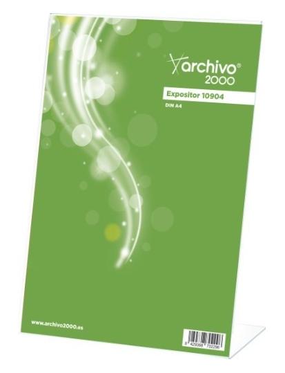 ARCHIVO 2000 - EXPOSITOR SOBREMESA EN FORMA DE L DIN A5 VERTICAL 65X150X215 MM CRISTAL TRANSPARENTE (Ref.10905 CS TP)