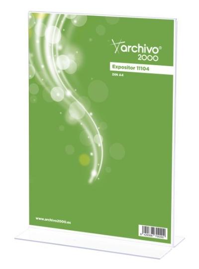 ARCHIVO 2000 - EXPOSITOR SOBREMESA EN FORMA DE T DIN A4 VERTICAL 90X210X305 MM CRISTAL TRANSPARENTE (Ref.11104 CS TP)