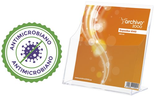 ARCHIVO 2000 - PORTAFOLLETOS A.2000 PREMIUM ANTIMICROBIANO SANITIZED A4 VERTICAL 1 COMPARTIMENTO PREMIUM CRISTAL (Ref.6143AM CS TP)