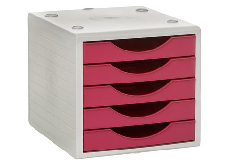 ARCHIVOTEC - MODULO 5 CAJONES GRIS/FUCSIA (Ref.4005 FC)