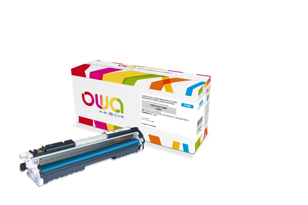 ARMOR - Toner para HP Laserjet Pro CP1025, Pro100 M175, Pro200 M275 Toner kit Cyan CE311A (Ref.K15409OW)