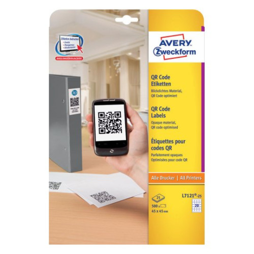 AVERY - etiqueta autoadhesiva Plaza Permanente Blanco 500 pieza(s) (Ref.L7121-25)