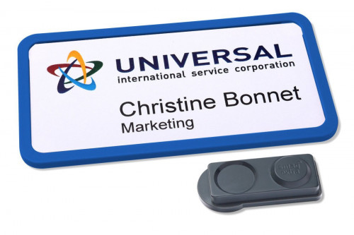 AVERY - CAJA 10 PORTANOMBRES OFFICE BADGE AZUL CON IMÁN EXTRA FUERTE–37 X 75 MM (Ref.4839B-L)