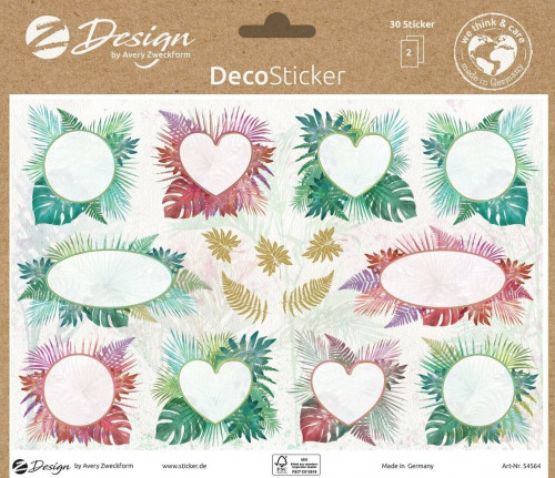 AVERY - SOBRE CON 2 HOJAS 76X120MM Y 30 PEGATINAS FONDO JARDIN (Ref.54564)