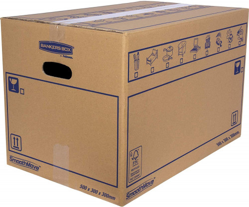 BANKERS BOX - CAJA DE EMBALAR MUDANZA CARTON DOBLE TAMAÑO L (500x300x300) P/10 (Ref.6208201)