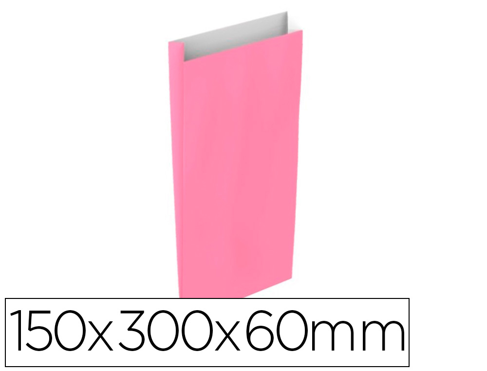 BASIKA - SOBRE PAPEL CELULOSA ROSA CON FUELLE S 150X300X60 MM PAQUETE DE 25 UNIDADES (Ref.2033004)