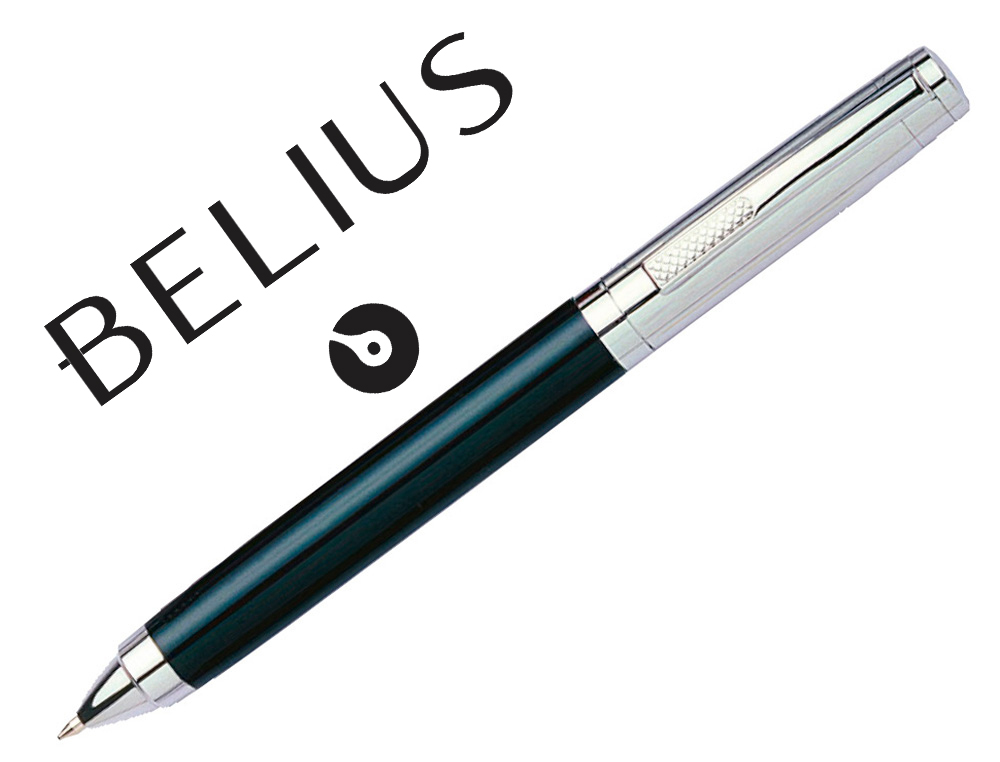 BELIUS - BOLIGRAFO FRANKFURT NEGRO Y PLATA TINTA AZUL EN ESTUCHE (Ref.BB226)