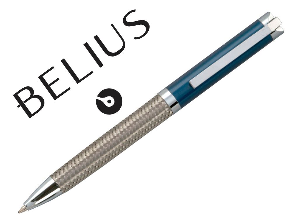 BELIUS - BOLIGRAFO MUNICH AZUL CUERPO ACERO INOXIDABLE CON TEXTURA TINTA AZUL EN ESTUCHE (Ref.BB225)