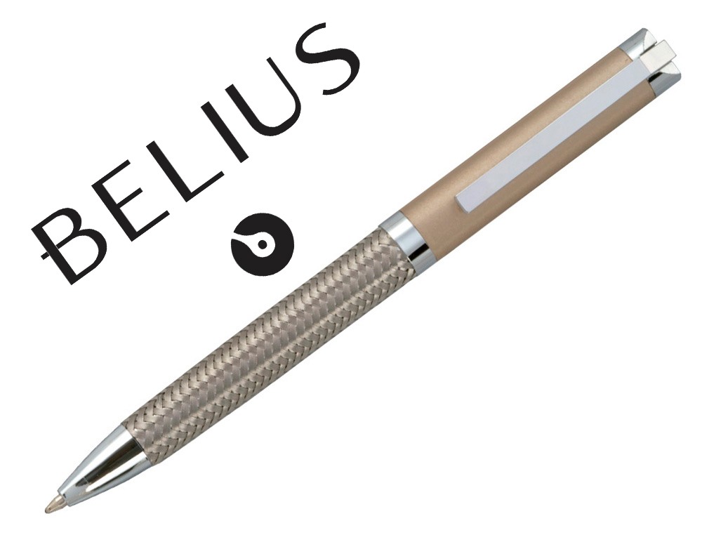 BELIUS - BOLIGRAFO MUNICH DORADO CUERPO ACERO INOXIDABLE CON TEXTURA TINTA AZUL EN ESTUCHE (Ref.BB224)